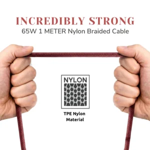 Philips 1.M Braided USB-C to USB-C Charging Cable (65W Fast Charge) RED DLC4130CI