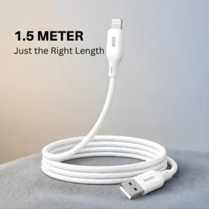 Philips 1.5m Braided USB-A to USB-L Charging Cable (18W Fast Charge)
