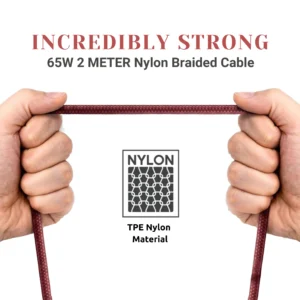 Philips 2M Braided USB-C to USB-C Charging Cable (65W Fast Charge)
