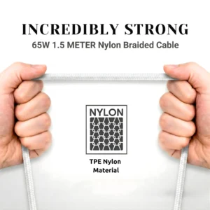Philips 1.5m Braided USB-C to USB-C Charging Cable (65W Fast Charge) DLC4150C