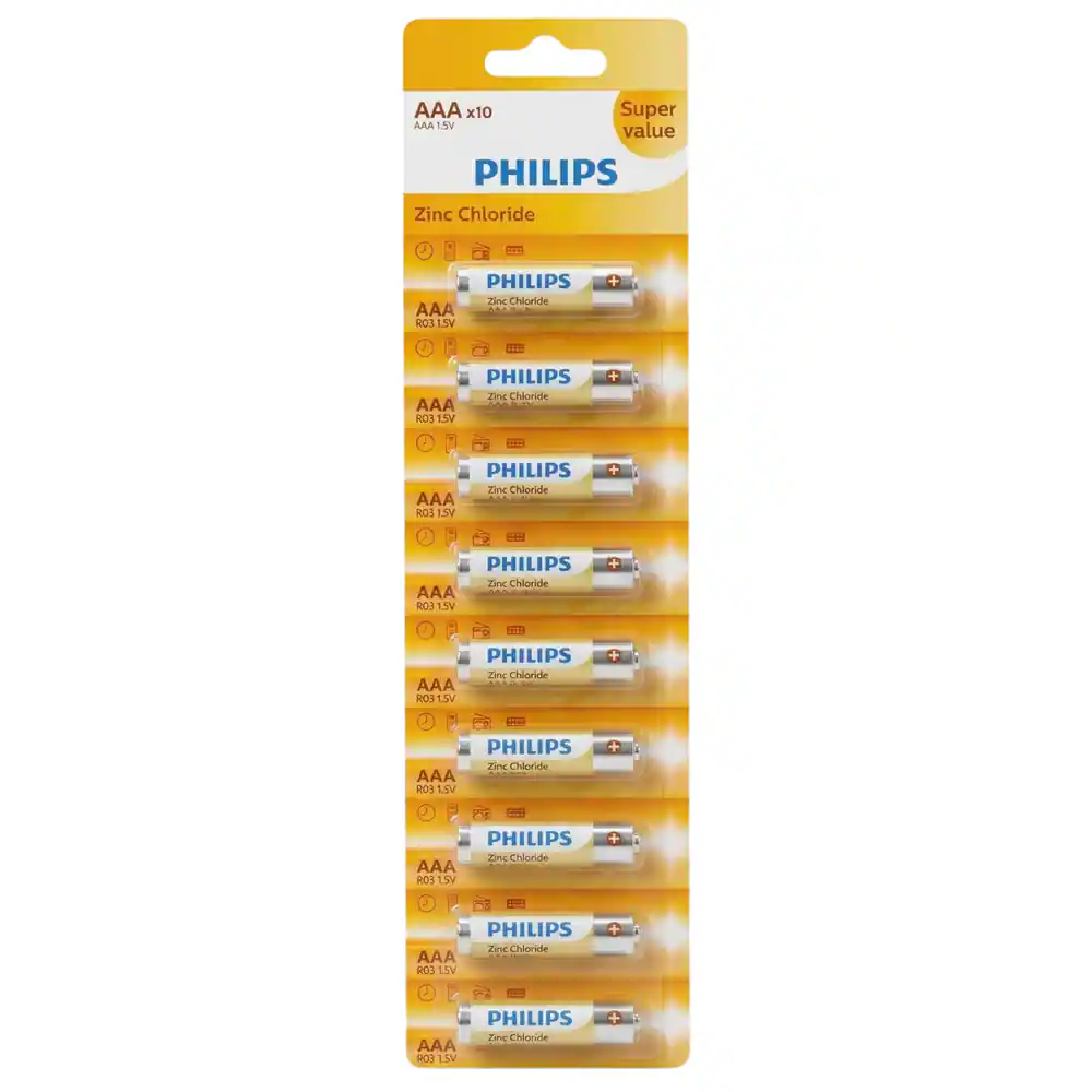Philips Zinc Chloride - AAA Pack of 10